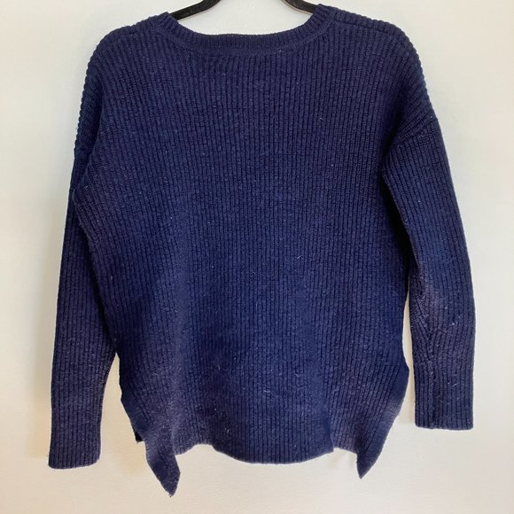 Athleta ribbed merino wool blend tunic sweater navy size small - Picture 3 of 8